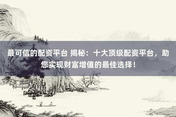 最可信的配资平台 揭秘：十大顶级配资平台，助您实现财富增值的最佳选择！